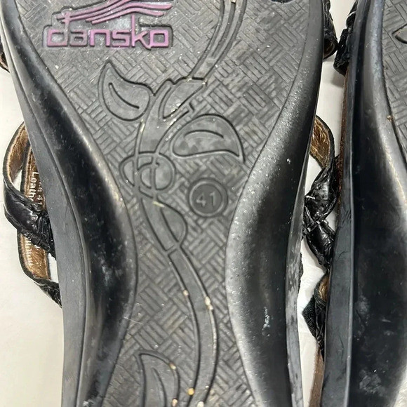 Dansko Flip Flop Sandals Strappy Black Leather Adjustable Strap Size 41 10.5 11 - Picture 10 of 12